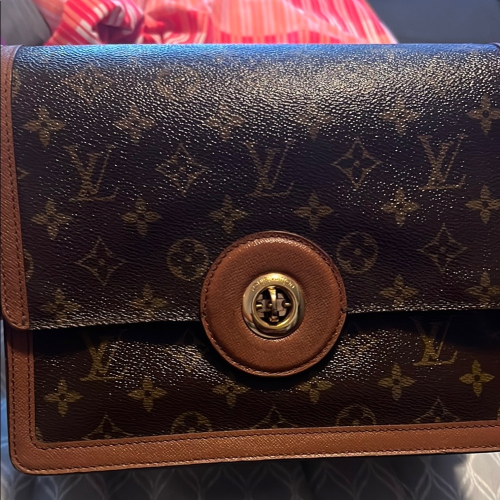 Louis Vuitton Dark Brown Monogram Bag with Gold Accent